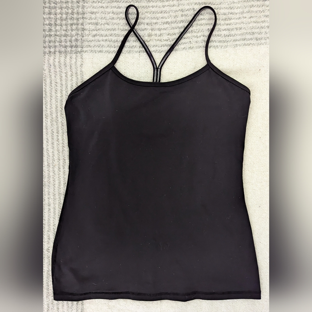 Black Lululemon Tank With Built-in Lined And Ventilated Bra.